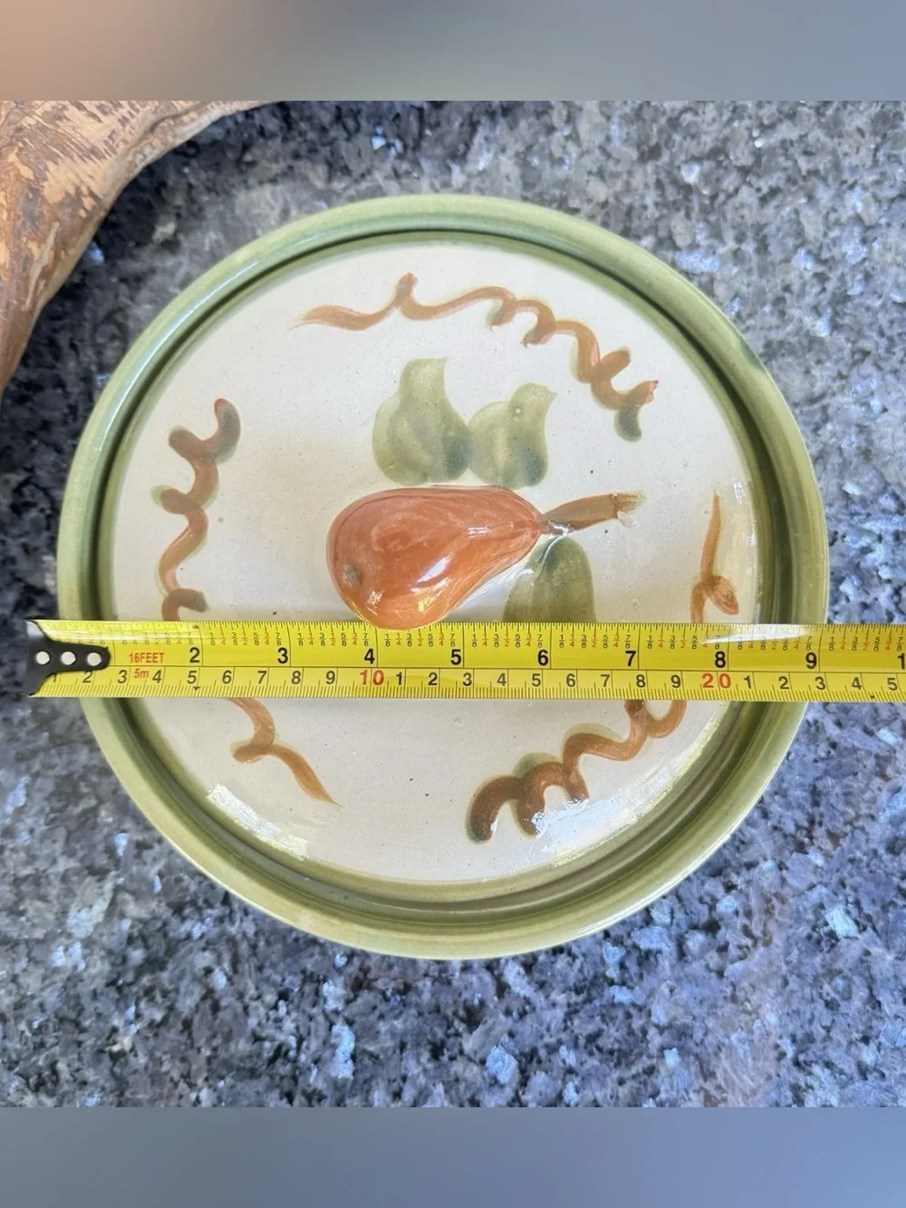 Vintage Louisville Stoneware Co. “Harvest” Pear Pattern Lidded 9” Casserole Dish